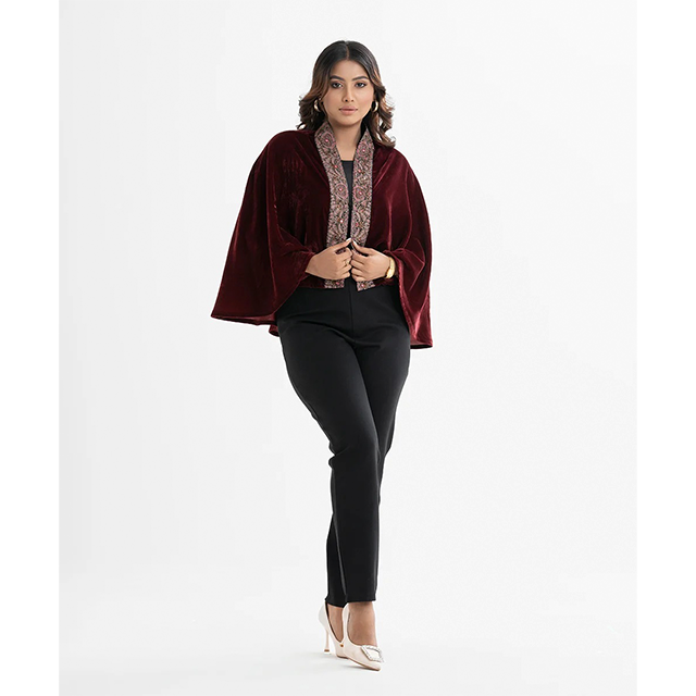 Maroon Velvet Cape - Image 2
