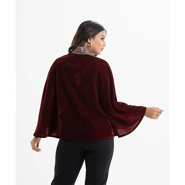 Maroon Velvet Cape - Image 3