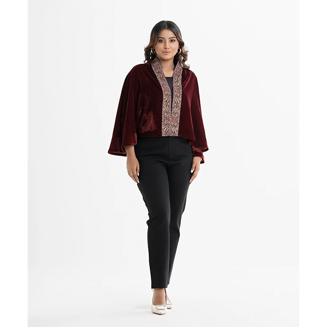 Maroon Velvet Cape - Image 4